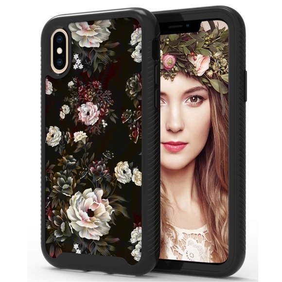 iPhone XS Max Black Floral Case - Picture 1 of 16